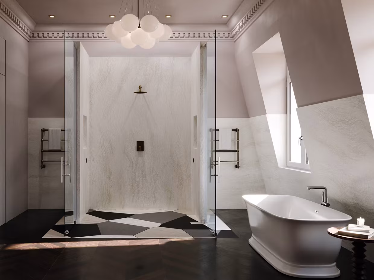 Cambria Quartz Countertops ironsbridge matte bathroom dodd uai