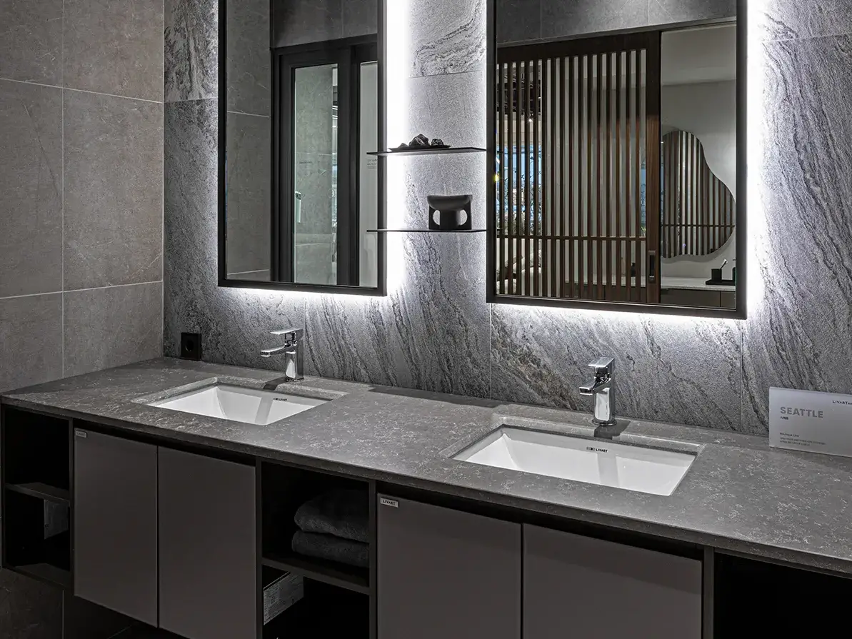 Hanstone Quartz Countertops Luna bathroom Toronto 3 Hanstone Quartz Countertops Luna bathroom Toronto